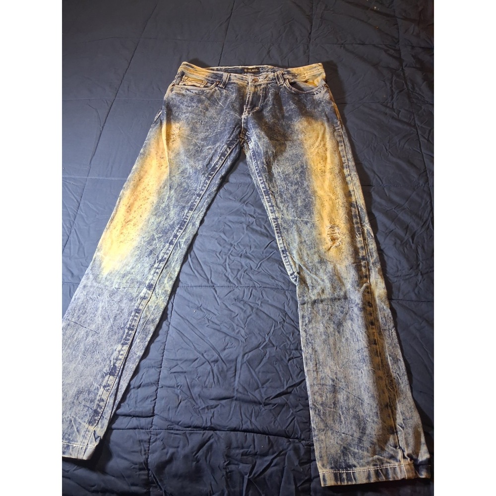 CJ Black‎ Jeans Mens 34x34 Blue Denim Cotton Straight Slim Fit Distressed Faded